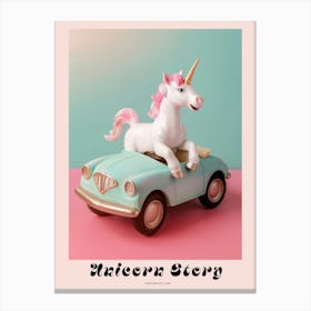 Toy Pastel Unicorn In A Toy Car 2 Poster Canvas Print
