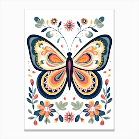 Butterfly With Flowers 3 Canvas Print