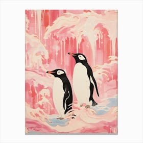Vintage Japanese Inspired Bird Print Penguin 3 Canvas Print