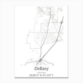 Debary,United States Minimalist Map Canvas Print