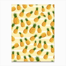 Pineapples On A Yellow Background Canvas Print