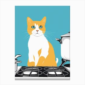 Cat On Stove Canvas Print