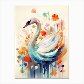 Bird Painting Collage Swan 2 Canvas Print