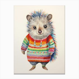 Baby Animal Wearing Sweater Porcupine Canvas Print