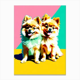 Pomeranian Pups, This Contemporary art brings POP Art and Flat Vector Art Together, Colorful Art, Animal Art, Home Decor, Kids Room Decor, Puppy Bank - 130th Canvas Print