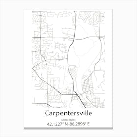 Carpentersville,United States Minimalist Map 1 Canvas Print