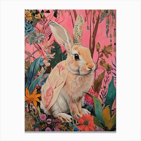 Floral Animal Painting Rabbit 2 Canvas Print