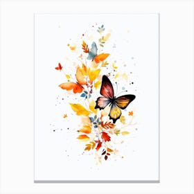 A Butterfly Watercolour In Autumn Colours 1 Canvas Print