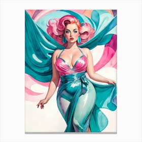 Portrait Of A Curvy Woman Wearing A Sexy Costume (21) Canvas Print