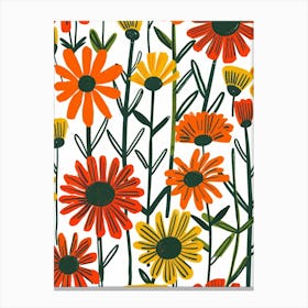 Daisy Flower Pattern Canvas Print