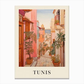 Tunis Tunisia 1 Vintage Pink Travel Illustration Poster Canvas Print