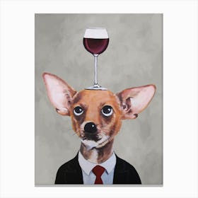 Chihuahua With Wineglass Canvas Print