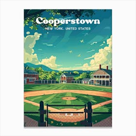 Cooperstown New York Baseball Field Digital Travel Art Canvas Print