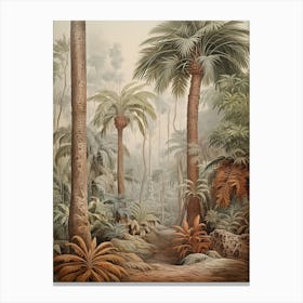 Vintage Jungle Botanical Illustration Palm Trees 2 Canvas Print