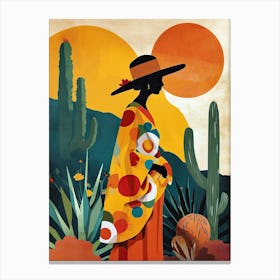 Mexican Woman, Boho Painting Canvas Print