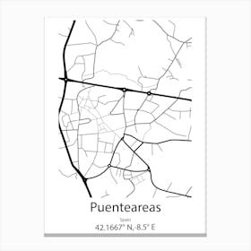 Puenteareas,Spain Minimalist Map Canvas Print