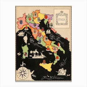 Italy Vintage Pictorial Map 1938 Canvas Print