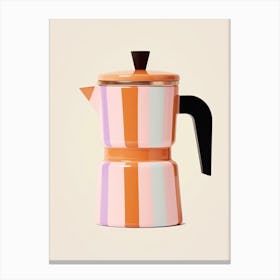 Pink And Orange Pastel Colour Coffee Maker, Italian, Bialetti Canvas Print