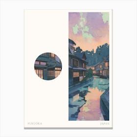 Fukuoka Japan Cut Out Travel Poster Canvas Print