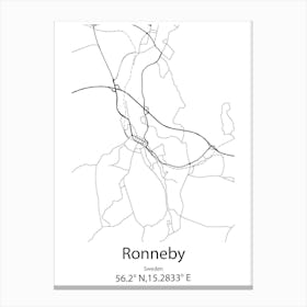 Ronneby,Sweden Minimalist Map Canvas Print