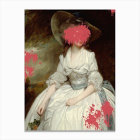 Renaissance Red Splash , Maximalist Collage Canvas Print