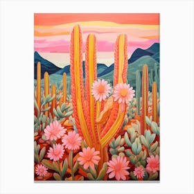 Cactus In The Desert Painting Chamaecereus Silvestrii 2 Canvas Print