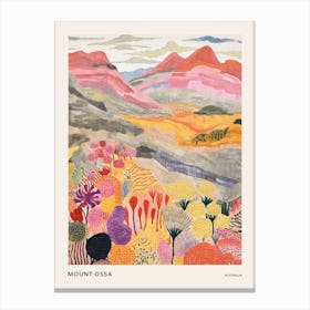 Mount Ossa Australia 1 Colourful Mountain Illustration Poster Canvas Print