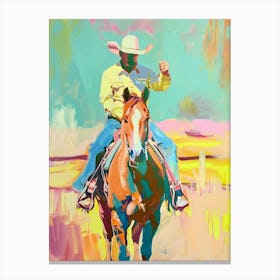 Blue And Yellow Cowboy Painting 6 Canvas Print