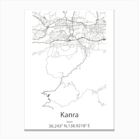 Kanra,Japan Minimalist Map Stampe su tela