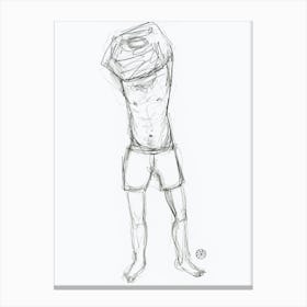 Man Taking Off T Shirt - minimal line drawing sketch pencil male nude erotic homoerotic Canvas Print