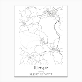 Kierspe,Germany Minimalist Map Canvas Print