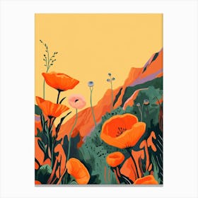 Boho Wildflower Painting California Poppy 4 Canvas Print