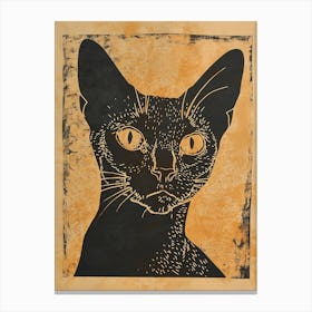 Cornish Rex Cat Linocut Blockprint 1 Canvas Print