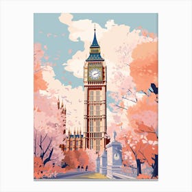 Big Ben, London   Cute Botanical Illustration Travel 0 Canvas Print