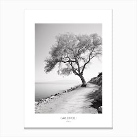 Poster Of Gallipoli, Italy, Black And White Photo 4 Canvas Print