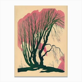 Willow Tree Colourful Illustration 4 Canvas Print