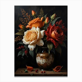 Roses In A Vase 1 Canvas Print