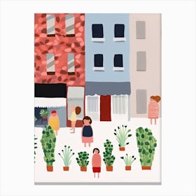 New York City Scene, Tiny People And Illustration 1 Canvas Print