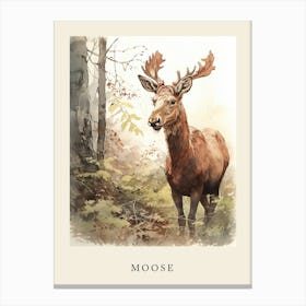 Beatrix Potter Inspired  Animal Watercolour Moose 1 Canvas Print