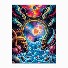 Aliens In The Ocean Abstraction Canvas Print