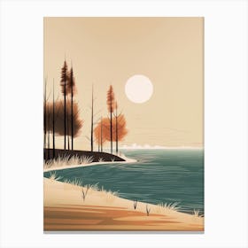 Autumn , Fall, Landscape, Inspired By National Park in the USA, Lake, Great Lakes, Boho, Beach, Minimalist Canvas Print, Travel Poster, Autumn Decor, Fall Decor 17 Canvas Print