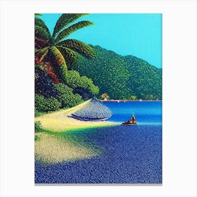 Ilha Grande Brazil Pointillism Style Tropical Destination Canvas Print