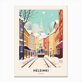 Vintage Winter Travel Poster Helsinki Finland 4 Canvas Print