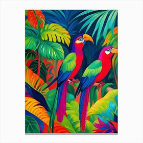 Tropical Parrots Fauvism Tropical Birds in the Jungle 1 Canvas Print