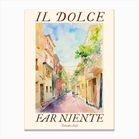 Il Dolce Far Niente Taranto, Italy Watercolour Streets 2 Poster Canvas Print