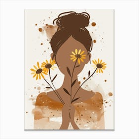 Portrait Of A Woman With Flowers 14 Canvas Print