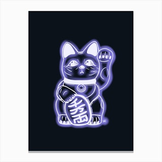Plum Purple Neon Cat Canvas Print