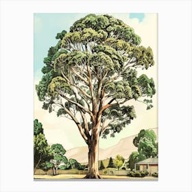 Eucalyptus Tree Storybook Illustration 4 Canvas Print