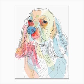 Cocker Spaniel Dog Pastel Line Illustration  3 Canvas Print