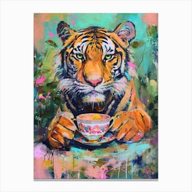 Kitsch Tiger Tea Party 4 Canvas Print